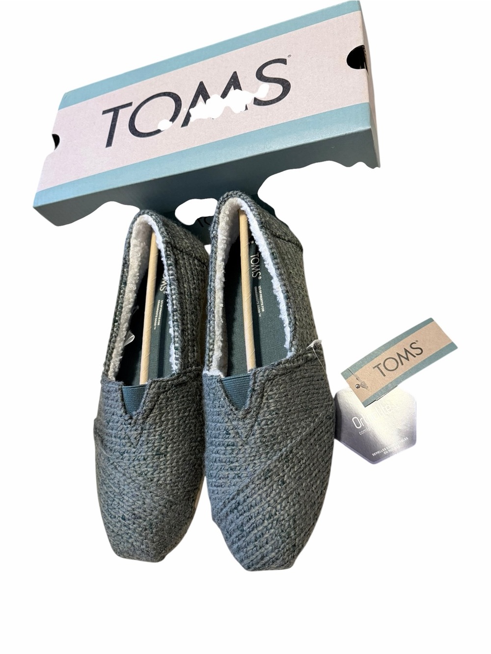 🌟🌼NIB TOMS Knit Slip-On Shoes in Heathered Gray-Green. - Picture 4 of 11